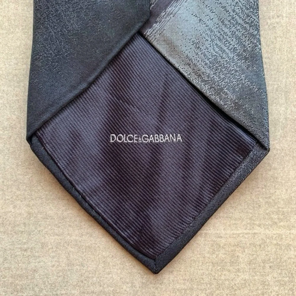 Dolce & Gabbana Gunmetal Grey & Black Silk Tie